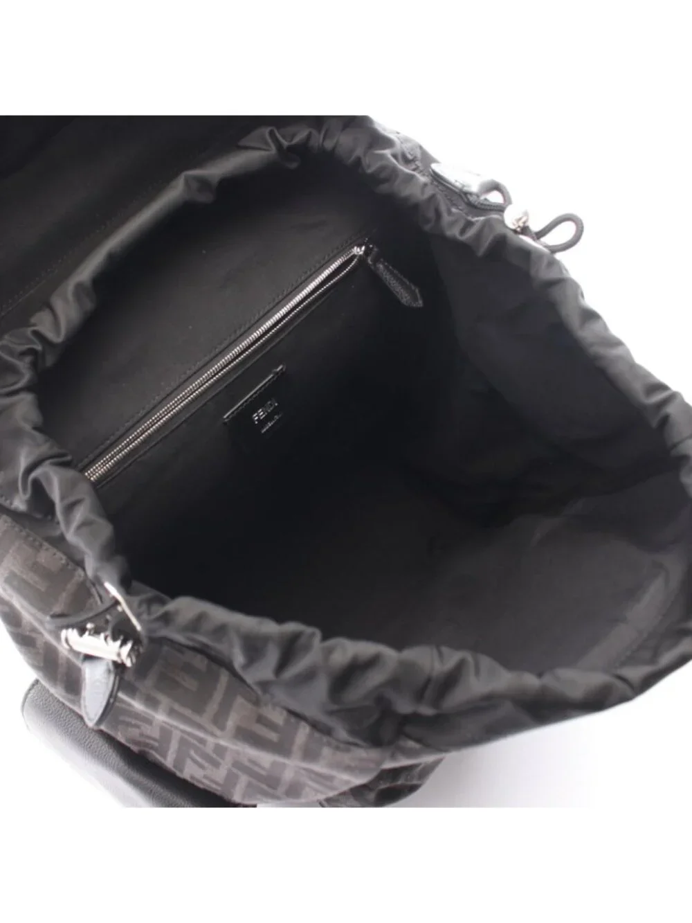 Fendi Backpack FF Jacquard Drive Zucca Dark Brown Black Canvas Leather